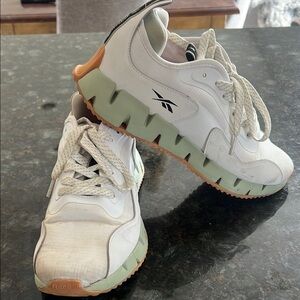 Reebok White and Green Sneakers
